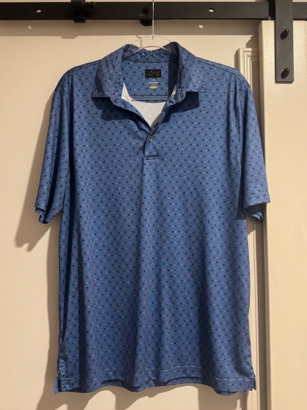 Greg Norman Collection Blue Micro-Print Polo Shirt